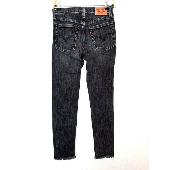 Levi's Wedgie Skinny Black Button Fly Cropped Jeans Size 27 - Picture 2 of 10